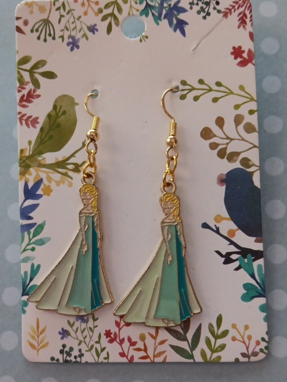 Gold-Tone Disney Frozen Elsa Princess Drop Earrings New!